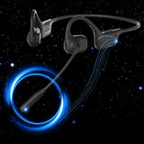 Open-Ear Air Conduction Headphones Wireless with Noise Canceling Mic for Sports Office Black