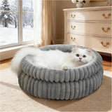 Donut Plush Pet Bed Soft Warm Nest for Cats Dogs Dark Gray