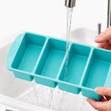 3PCS Silicone Freezer Trays with Lid For Meal Prep&Freezing Soup Stews Lake Blue
