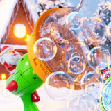 Christmas Bubble Blower Machine Electric Toy with Santa Figure Green