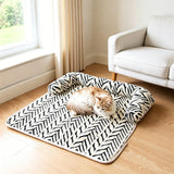 Thick Plush Dog Bed Mats with Neck Head Support for Small and Medium Dogs Cats Black