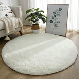Round Plush Area Rug Soft Fluffy Floor Mat with Dotted Backing for Bedroom Living Room Sofa Area Home Decor White