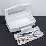 ABS Nail Tool Cleaning Soaking Box with Lift Up Filter Tray White
