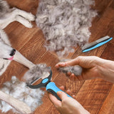 Pet Grooming Combo  Blue Deshedding Brush with Metal Comb for Cats and Dogs