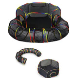 Outdoor Rainbow Cat Playpen – Circular Enclosure with Tunnel & Catio