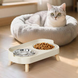 Elevated Double Stainless Steel Pet Food and Water Bowl Set White