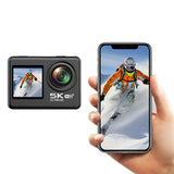 5K 30FPS Action Camera with Waterproof Case Dual Screens and EIS Stabilization