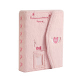 A5 Fluffy Embroidered 6-Ring Snap Closure Photo Album with 4-Pocket Pages Pink