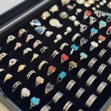 100 Slots Jewelry Ring Display Organizer Box with Glass Lid – Earring and Ring Storage Tray