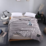 Silk Imitation Summer Cool Air Condition Quilt Washable Quilt Light Grey