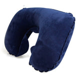 2PCS Inflatable Travel Neck Pillow for Car Plane Soft Velvet PVC Portable Dark Blue