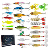 24-Piece Fishing Lure Set with Assorted Baits Sizes & Shapes