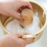 3PCS Bamboo Round Mini Dish Brushes – Natural Cleaning Kitchen Scrubber Set