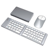 Wireless Keyboard Mouse Set Foldable Tri-Mode Bluetooth 2.4G Silver