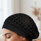 2 PCS Rolled Edge Crochet Mesh Sleep Hair Bonnet Caps