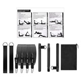 Multifunctional Pilates Bar Kit with Resistance Bands Portable Home Gym Core Strength Training Exercise Accessories Black