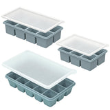 3PCS Large Ice Cube Trays Silicone Ice Cube Trays Huge Square Ice Cubed Tray for Whisky and Cocktail Blue