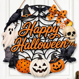 2 PCS Engineered Wood Halloween Ghost Pumpkin Hanging Door Signs Style 1