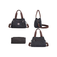 Crossbody Bag 3-Compartments Satchel Handbags Purse Messenger Shoulder Bag Black