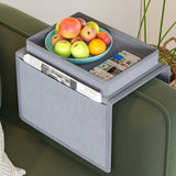 Sofa Armrest Tray Organizer Couch Arm Storage Caddy for Drink Remote Control Cellphone Gray