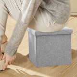 Foldable Shoe Bench Storage Ottoman with Thick Foam Seat Lid Gray