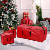 3pc Large Christmas Tree Storage Bags – PE Water-Resistant with Reinforced Handles & Zipper Red
