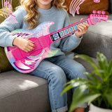 2 in 1 Guitar Microphone Toy with Color Lights for Ages 4 Plus Pink