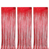 Set of 3Pcs 2M Fringe Curtain Backdrop Curtain Photo Booth Props Streamers Party Decorations Red