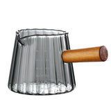 180ml Ribbed Glass Measuring Cup with Engineered Wood Handle Black