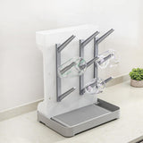 Detachable Bottle Drying Rack for 12 Bottles Space Saving Countertop Vertical Rack with Brushes Holder Grey