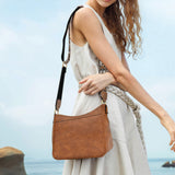 PU Leather Crossbody Bag for Women Sling Shoulder Bag with Wide Adjustable  Strap Brown
