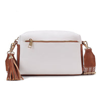 Crossbody Purse for Women Zipper Cell Phone Handbag with Adjustable Guitar Strap White