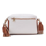 Crossbody Purse for Women Zipper Cell Phone Handbag with Adjustable Guitar Strap White
