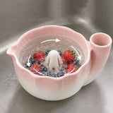 Self-Spinning Berry Washing Bowl Set with Drain Holes and 2 Fruit Forks Gradient Pink