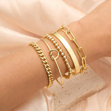 Gold Plated Bracelets for Women Stack Bangle Cuff Bracelet Set Jewelry Trendy