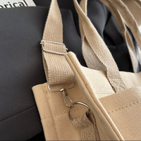 Large Canvas Tote Bag for Women Multi-Pocket Crossbody Bag Work Bible Messenger Purse Khaki