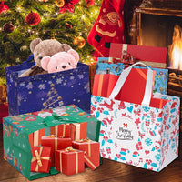 12PCS Large Reusable Christmas Gift Bags Holiday Tote Bags for New Year Party Supplies