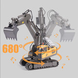 2.4GHz Remote Control Excavator RC Construction Car Toy with Light and Music Yellow