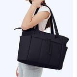Women’s Handheld Tote Bag – With Cup Holder Compartment and Luggage Sleeve for Travel & Work Black