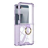 Case and Back Glass Protector Compatible With Samsung Galaxy Z Flip 8 7 with Ring Stand Light Purple