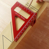 Multi-Angle Measuring Ruler Kit 45/90 Degree Aluminum Alloy Protractor Drawing Line Miter Triangle Tool for Woodworking