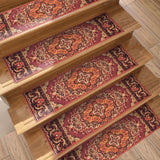 5Pcs Self Adhesive Carpet Stair Mats Washable Stair Runners Red