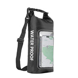 Water Resistant Dry Bag Roll Top Crossbody Shoulder Bag with Phone Pouch Black