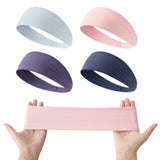 4-Pack Wide Elastic Fitness Sweat Headbands for Workout Yoga & Sports