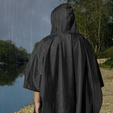 3-in-1 Hooded Rain Poncho for Adult with Pocket, Waterproof Lightweight Black