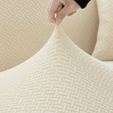 Elastic T-Shaped Jacquard Sofa Slipcover Full Cover for 1-4 Seater Yellow
