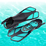 Pair of Snorkel Fins Diving Swim Fins Adjustable Open Heel Swimming Barefoot Flippers Cyan