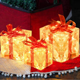 3-Pack 3D Christmas Gift Boxes with LED Lights Holiday Decorations Style 1
