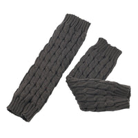Women Knit Leg Warmers Winter Warm Long Boot Socks Dark Grey