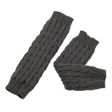 Women Knit Leg Warmers Winter Warm Long Boot Socks Dark Grey
